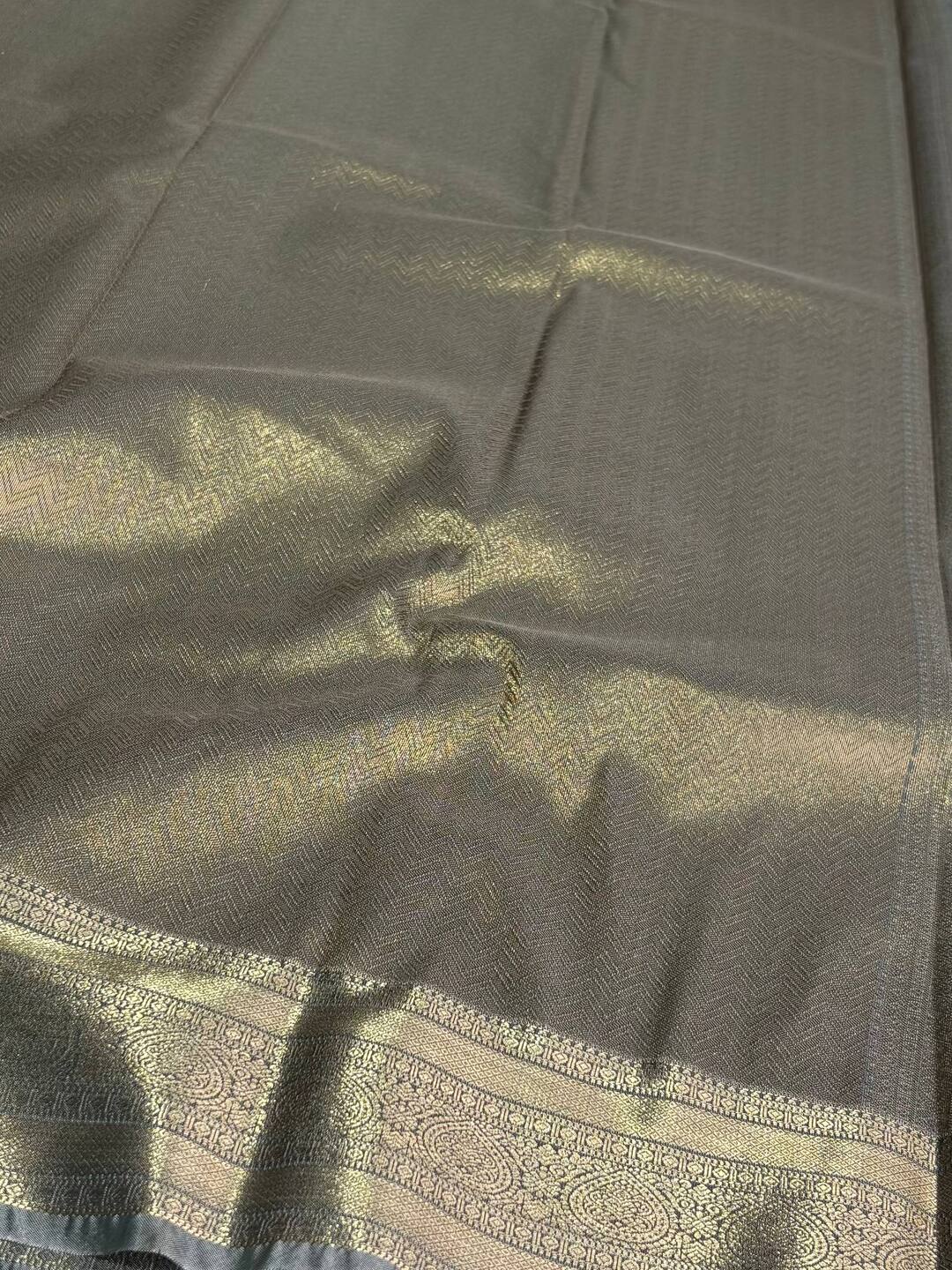 Emerald Green Semi Kanchi Silk Saree