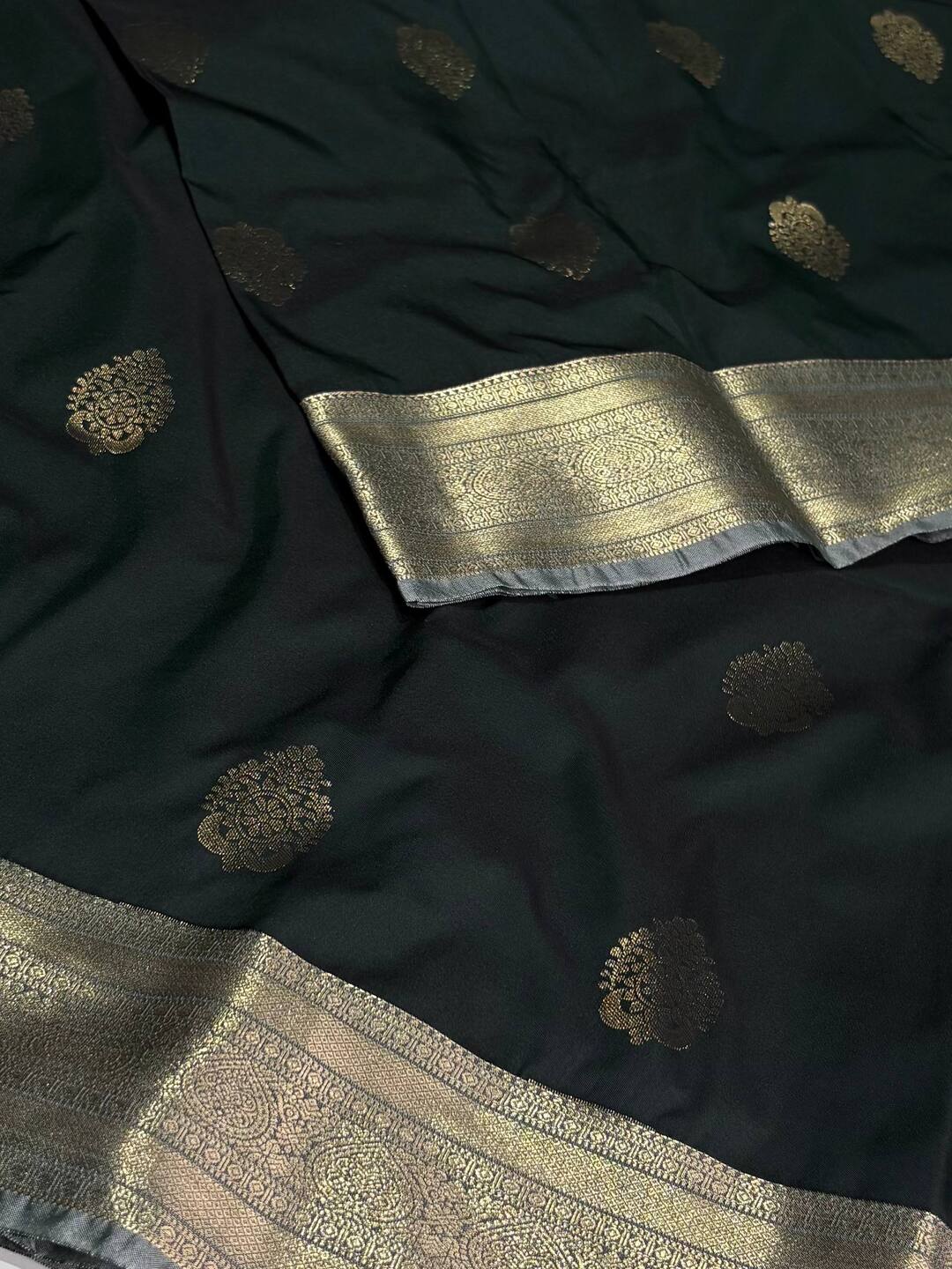 Emerald Green Semi Kanchi Silk Saree