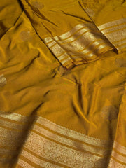 Yellow Olive Semi Kanchi Silk Saree