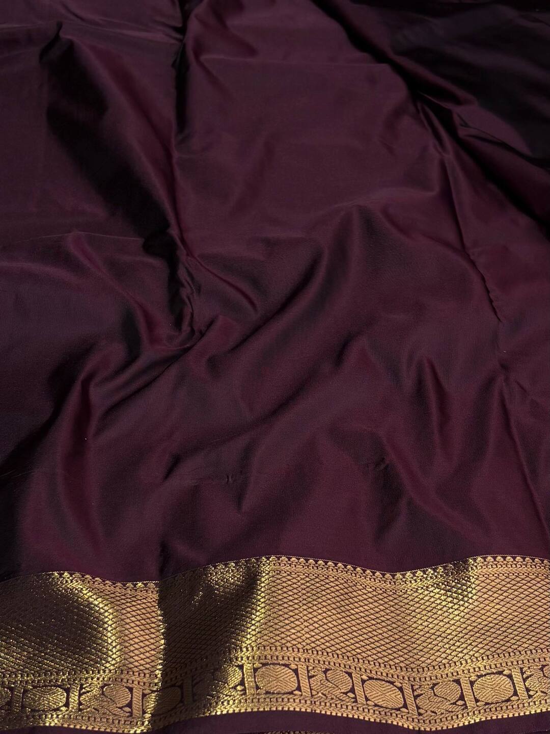 Deep Plum Purple Semi Kanchi Silk Saree