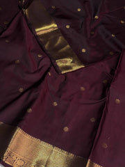 Deep Plum Purple Semi Kanchi Silk Saree