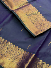 Teal Blue Semi Kanchi Silk Saree