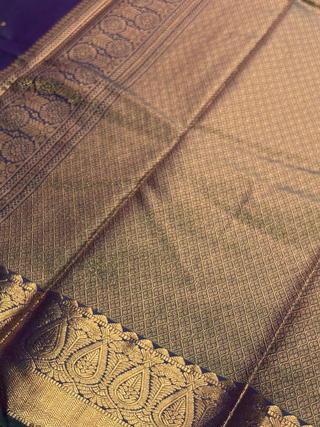Teal Blue Semi Kanchi Silk Saree