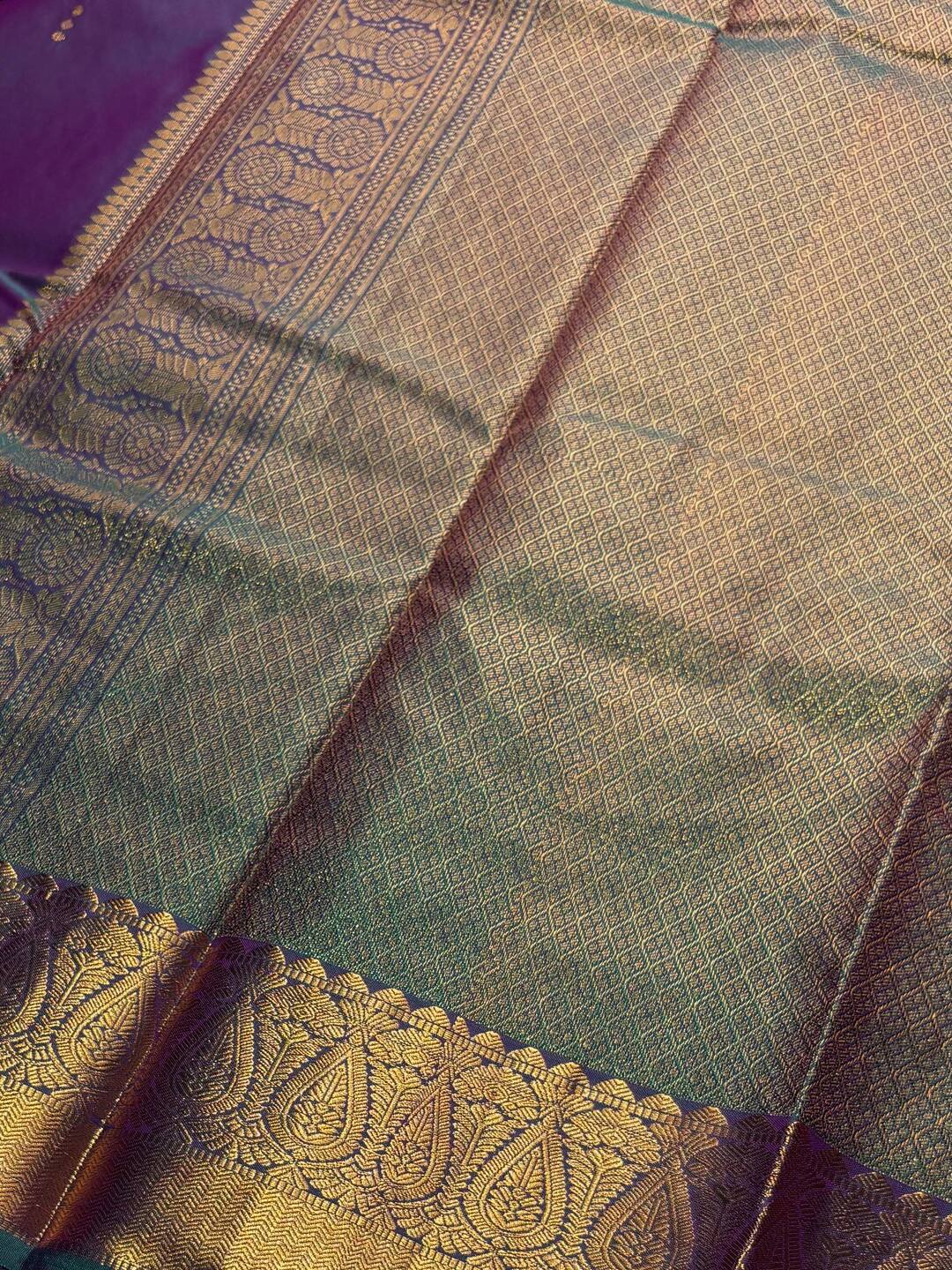 Dual Tone Purple Semi Kanchi Silk Saree
