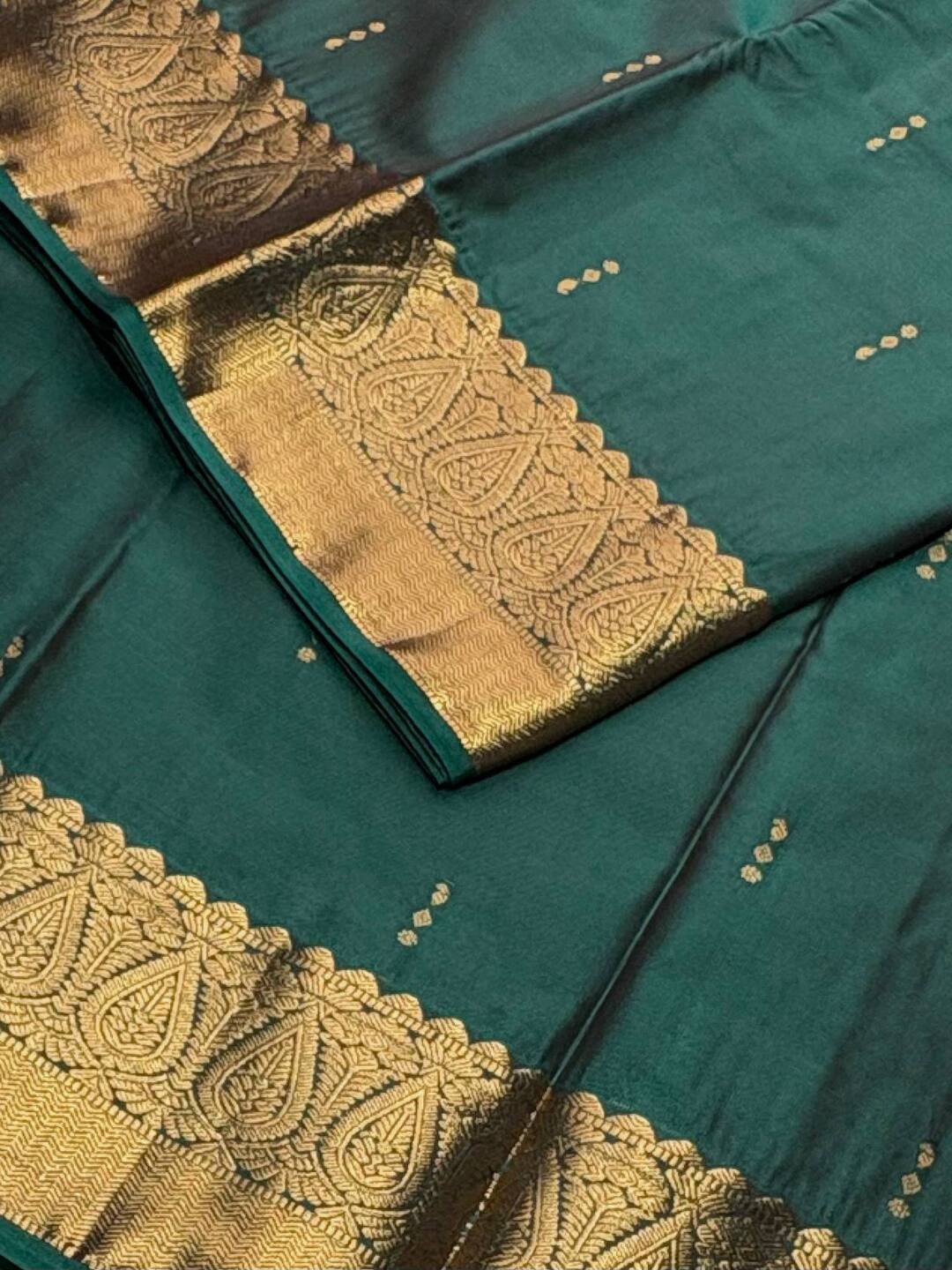 Teal Green Semi Kanchi Silk Saree