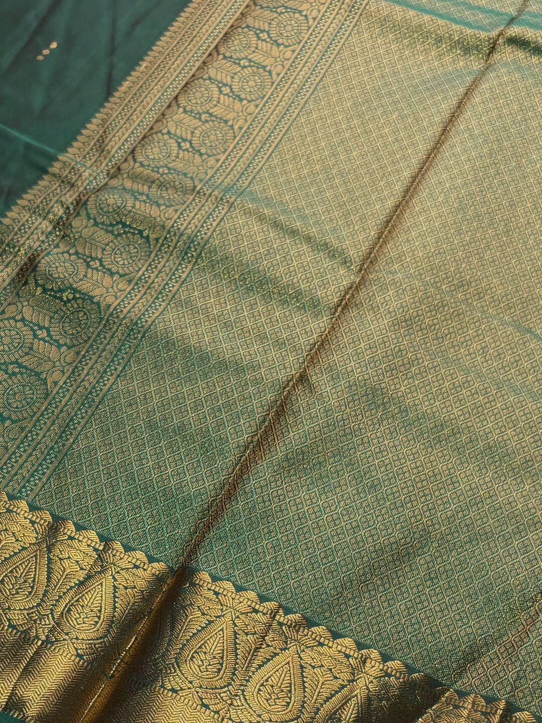 Teal Green Semi Kanchi Silk Saree