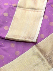 Lavender Purple Semi Kanchi Silk Saree