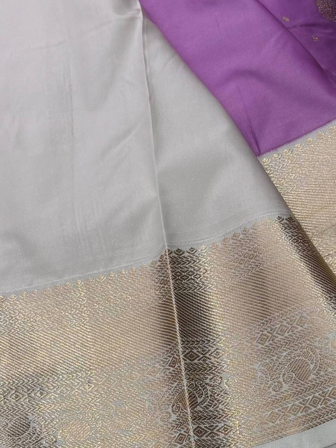 Lavender Purple Semi Kanchi Silk Saree