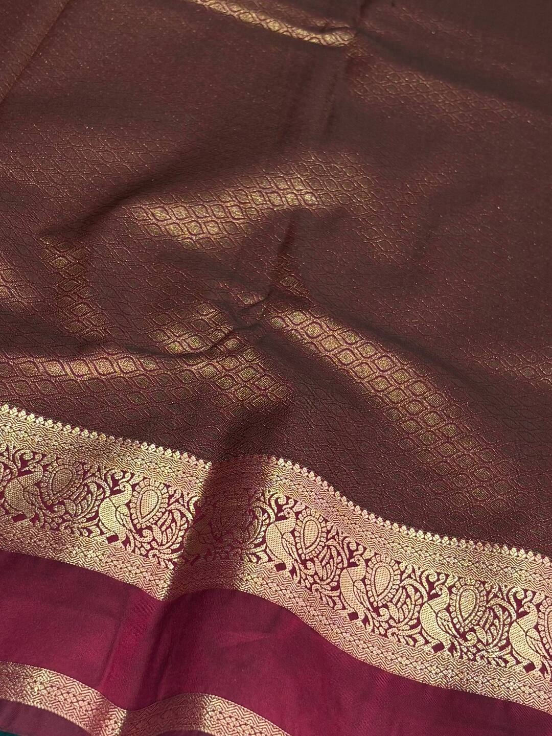 Turquoise Green Semi Kanchi Silk Saree