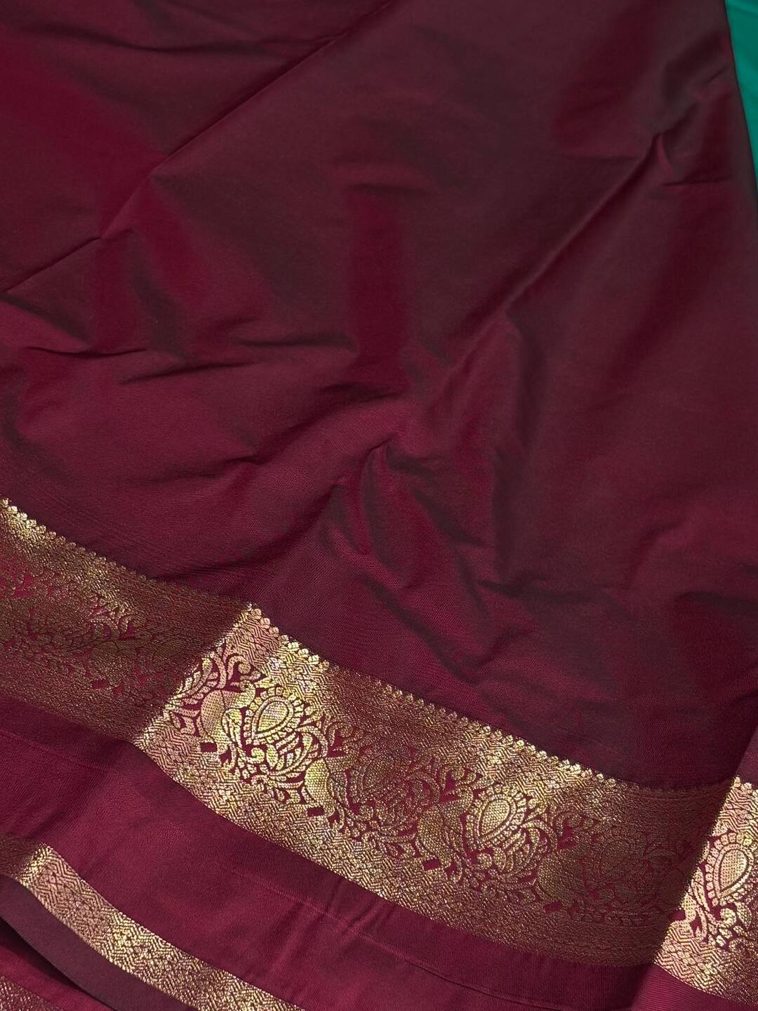 Turquoise Green Semi Kanchi Silk Saree