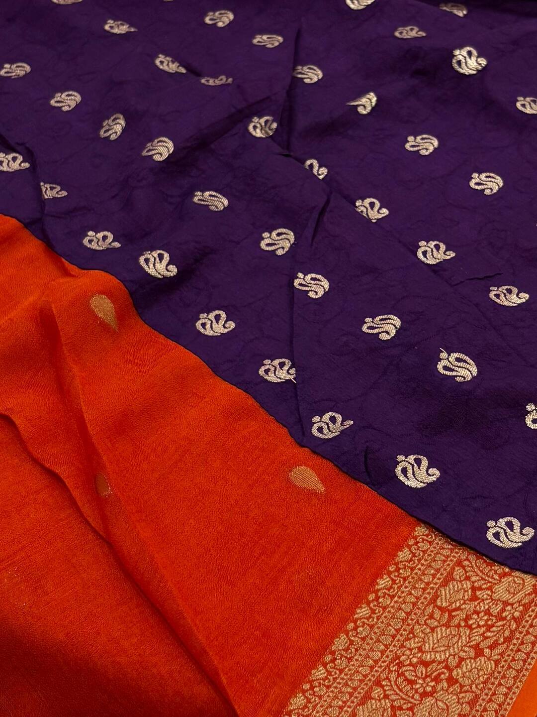 Bright Orange Chiffon Saree