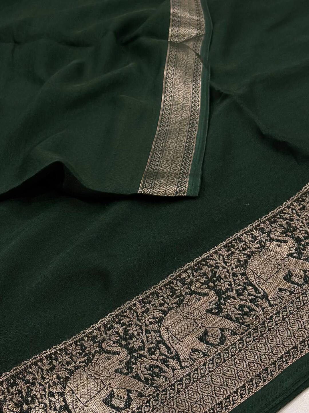 Emerald Green Chiffon Saree