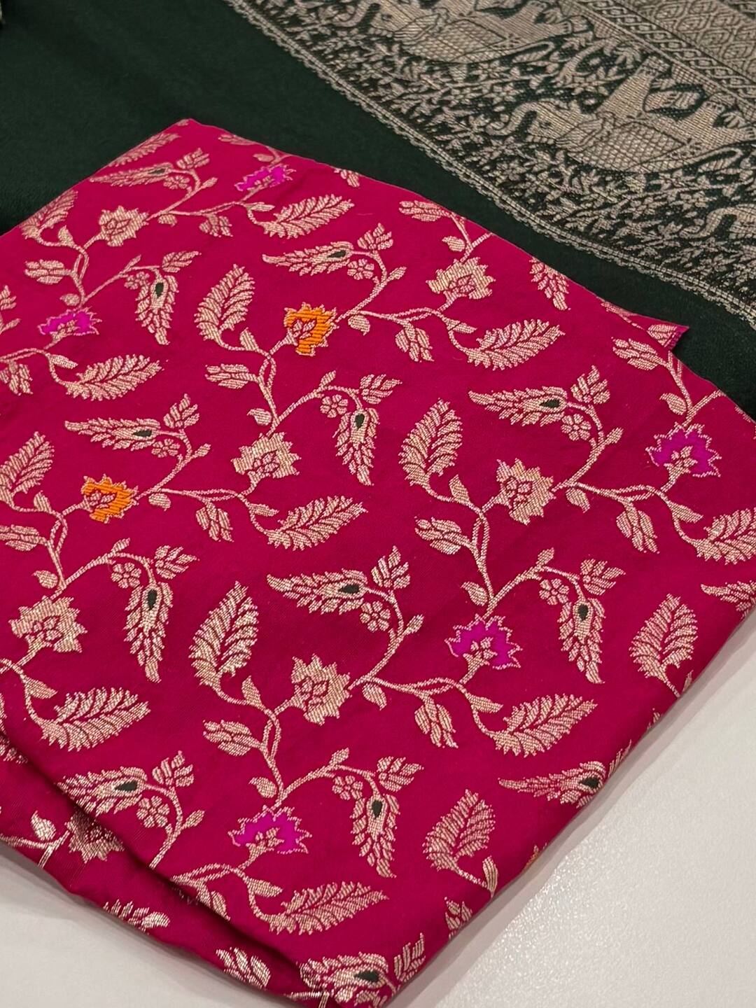 Emerald Green Chiffon Saree
