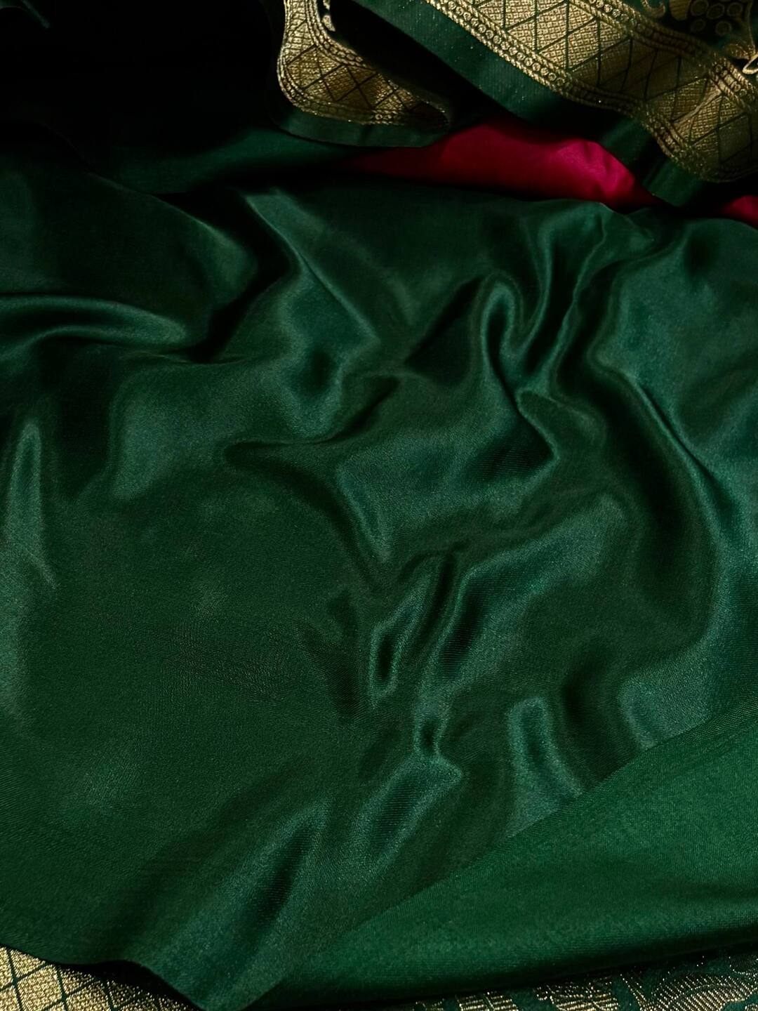 Hot Pink Banaras Satin Silk Saree