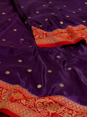 Royal Purple Banaras Satin Silk Saree