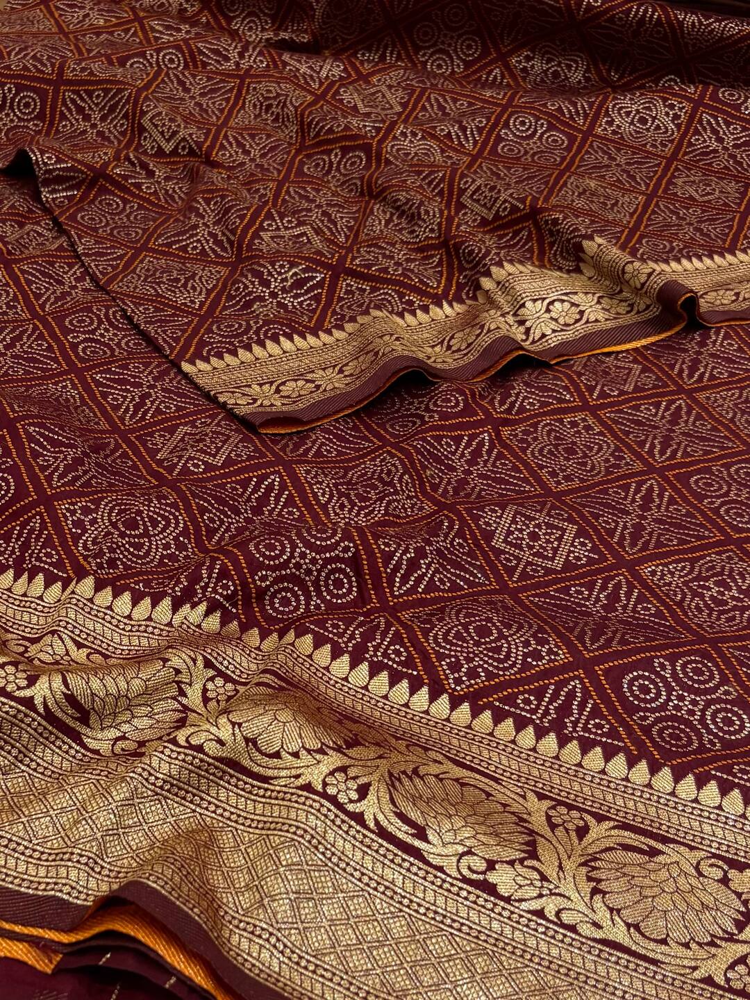 Maroon Printed  Chiffon Cotton Saree