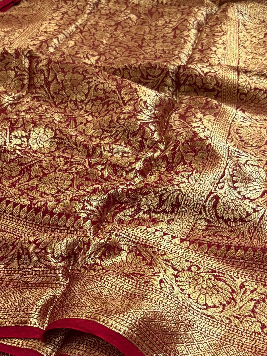 Maroon Printed Chiffon Cotton Saree