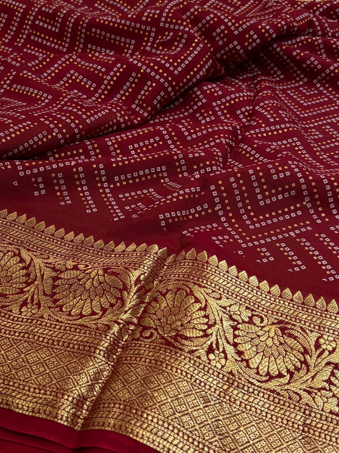 Maroon Printed Chiffon Cotton Saree