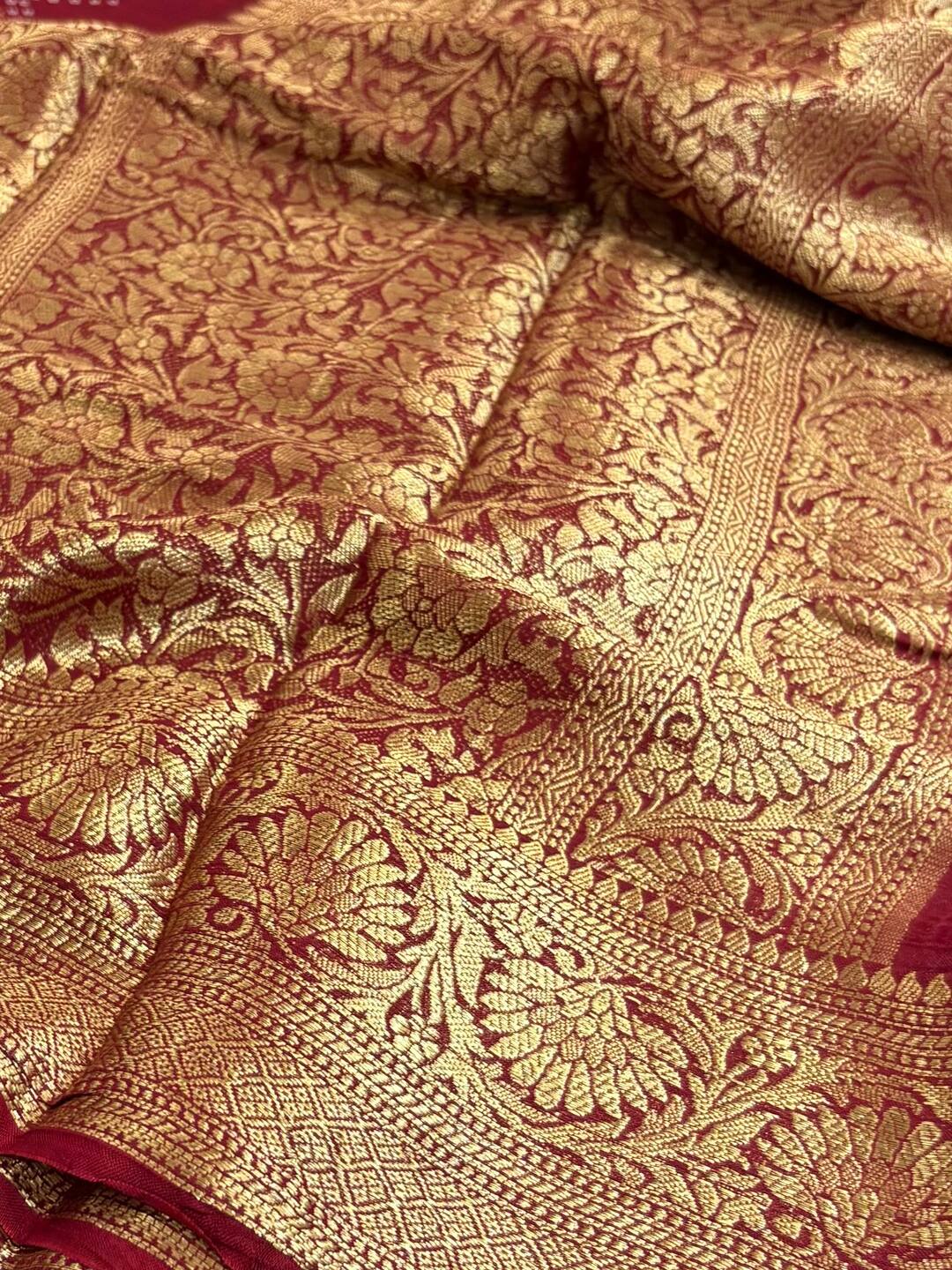 Maroon Printed Chiffon Cotton Saree