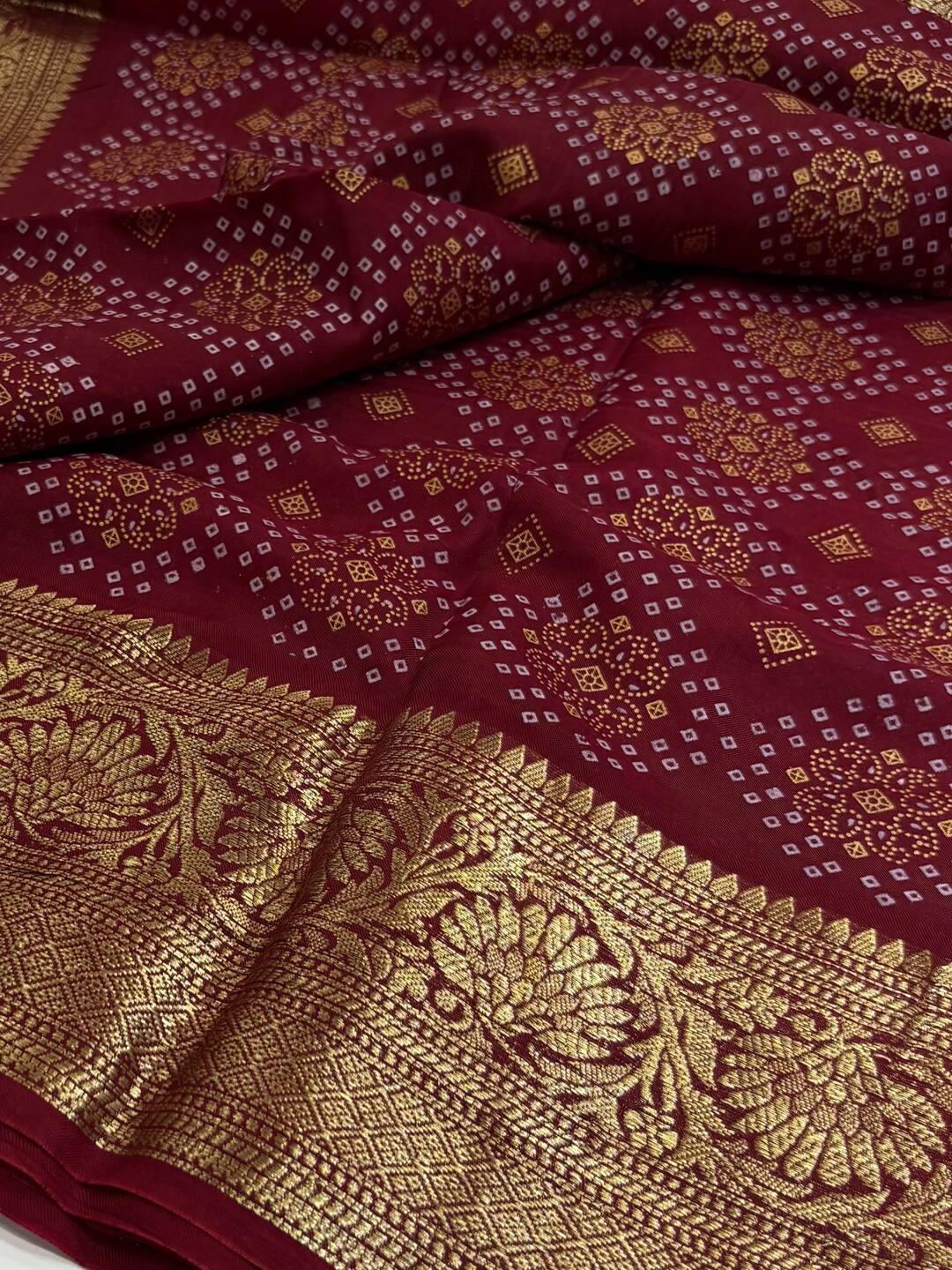Maroon Printed Chiffon Cotton Saree