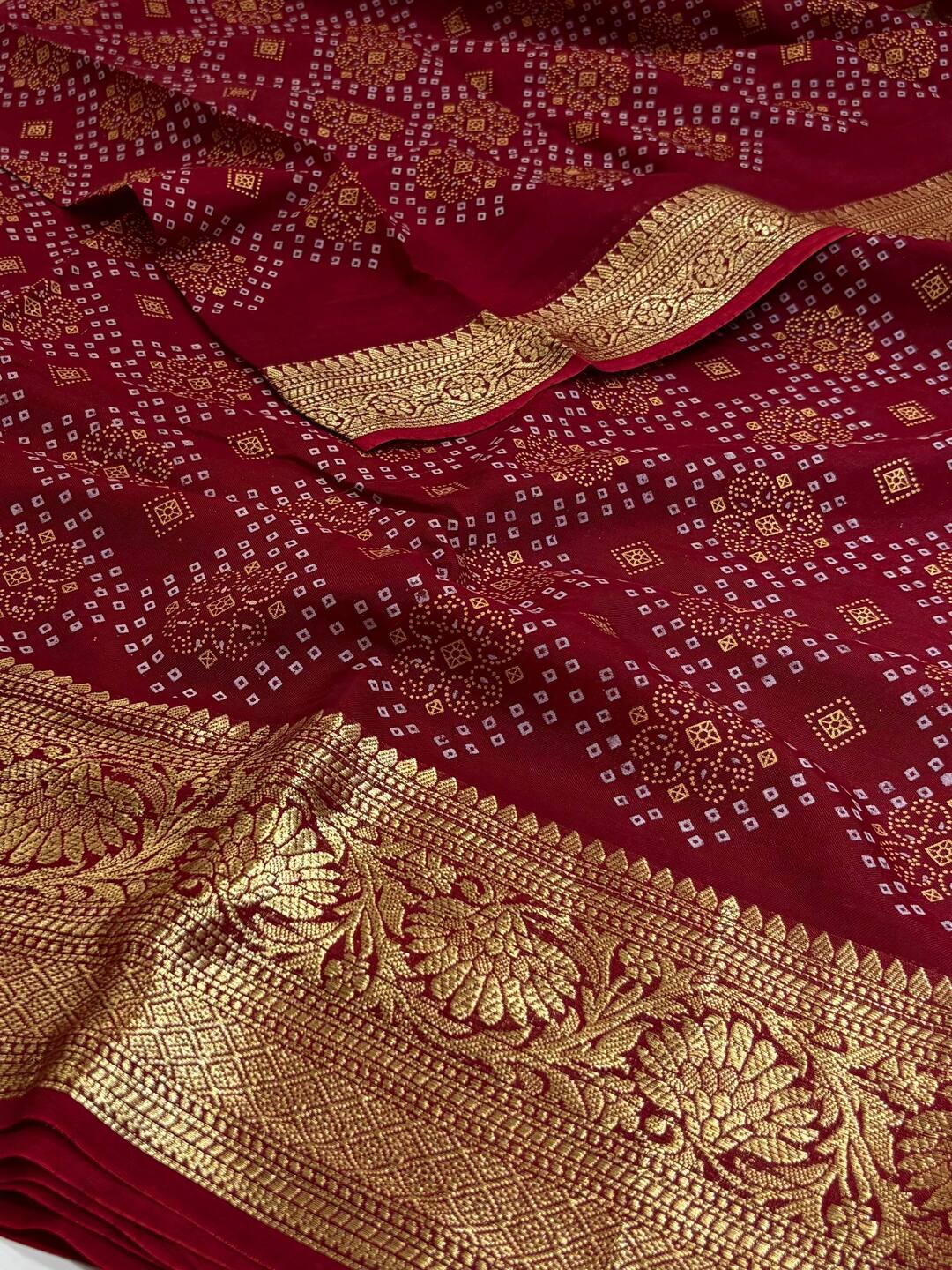 Maroon Printed Chiffon Cotton Saree