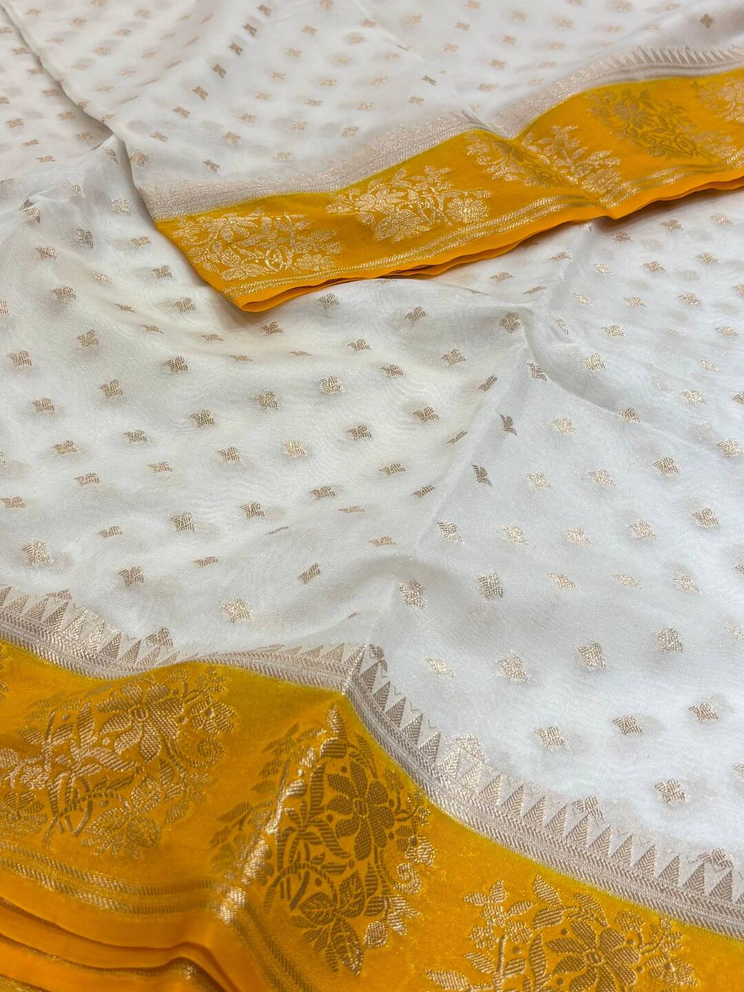 White Banaras Cotton Silk Saree