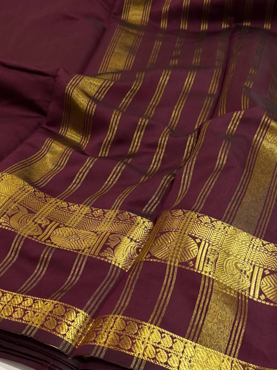 Wine Purple Cotton Silk Saree