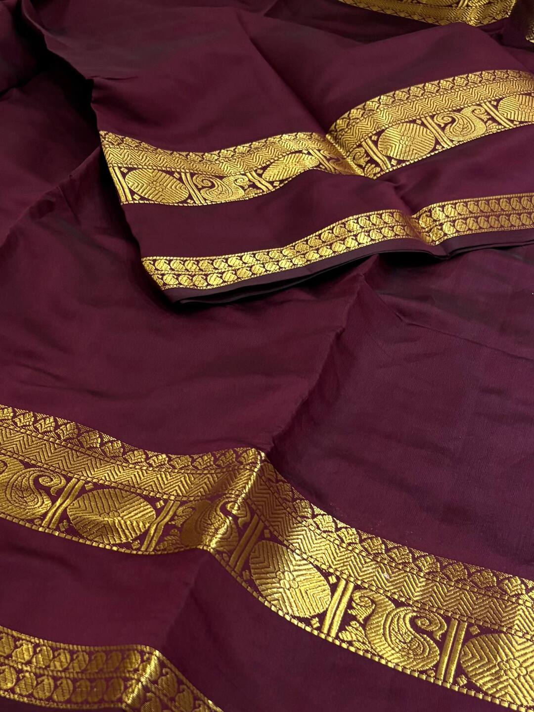 Wine Purple Cotton Silk Saree