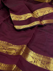 Wine Purple Cotton Silk Saree