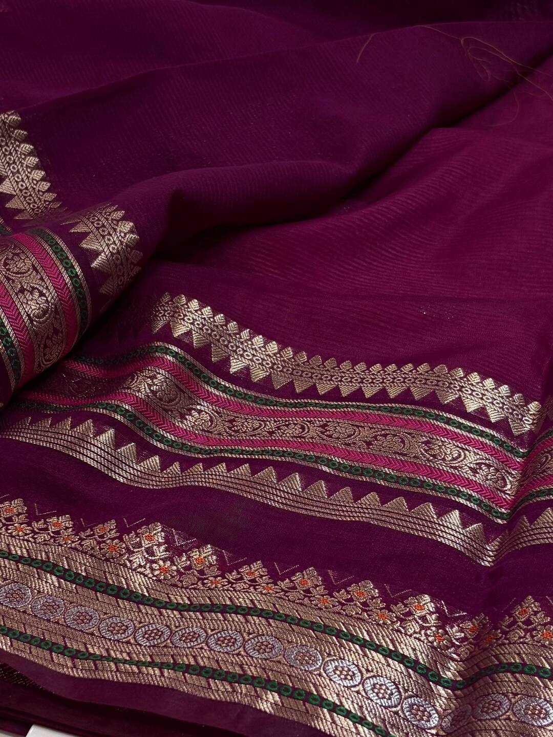 Coral Pink Banaras Cotton Silk Saree