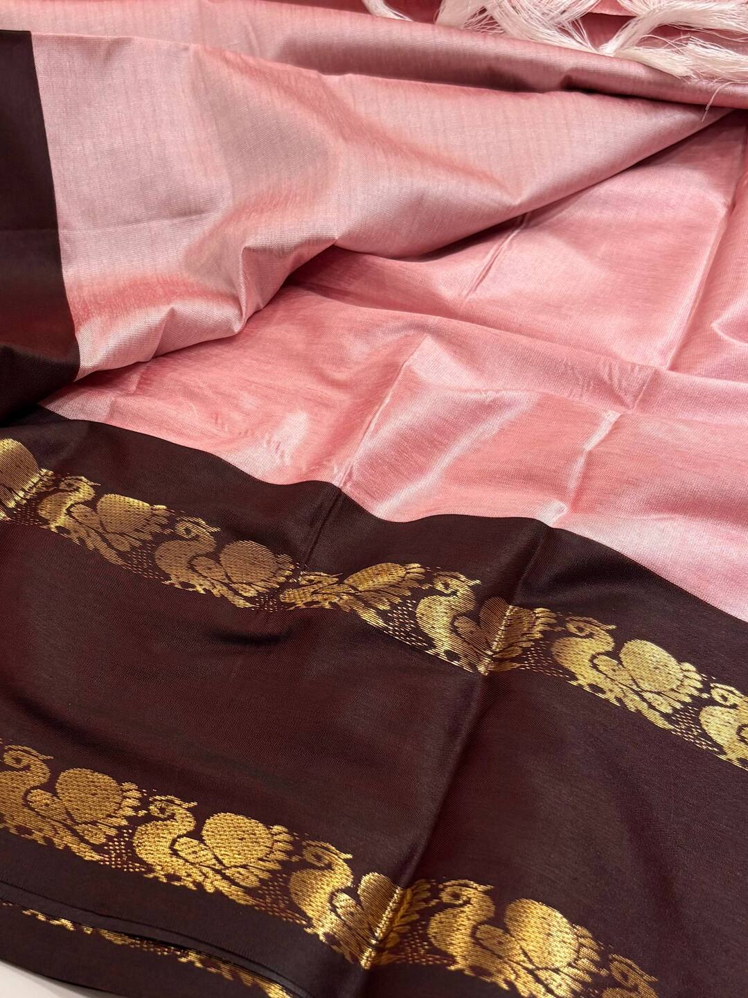 Baby Pink Cotton Silk Saree