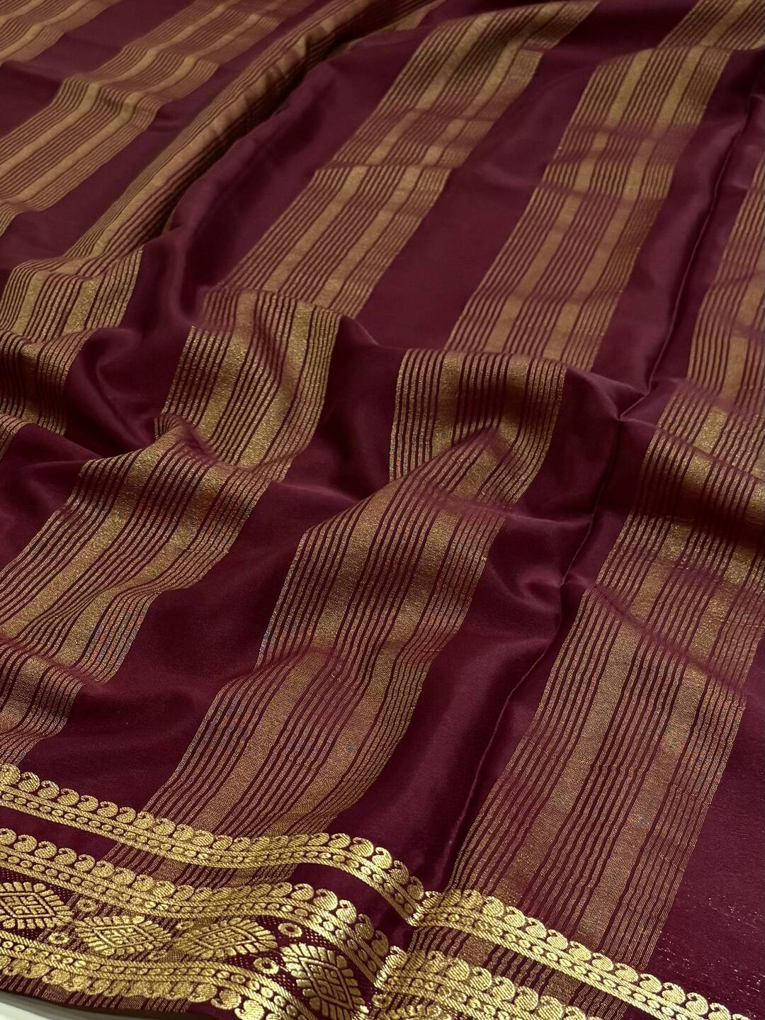 Mustard Brown Semi Mysore Saree