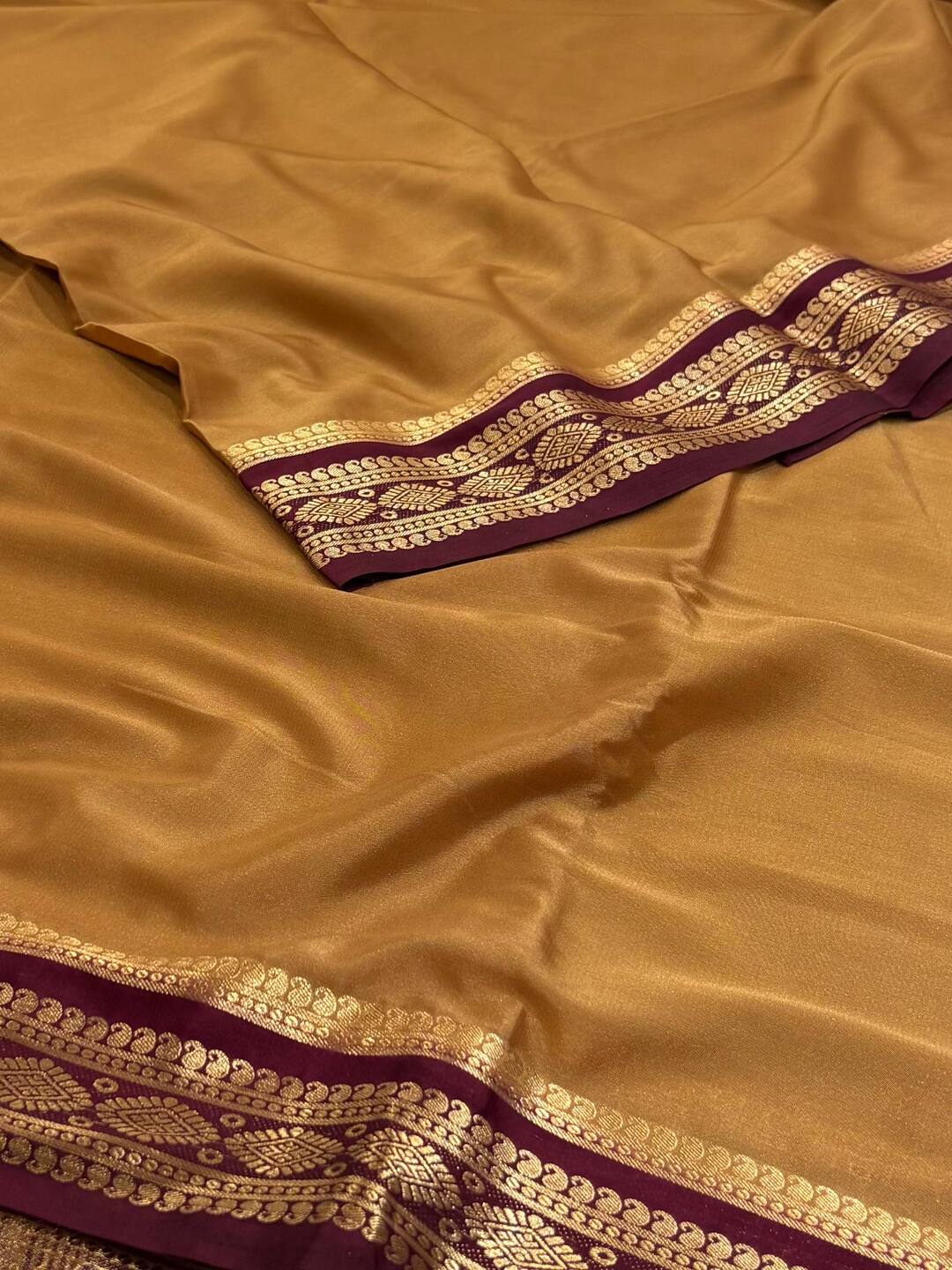 Mustard Brown Semi Mysore Saree