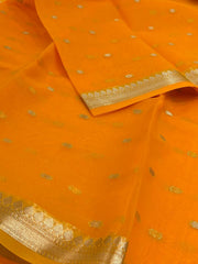 Yellow Tissue Cotton Saree