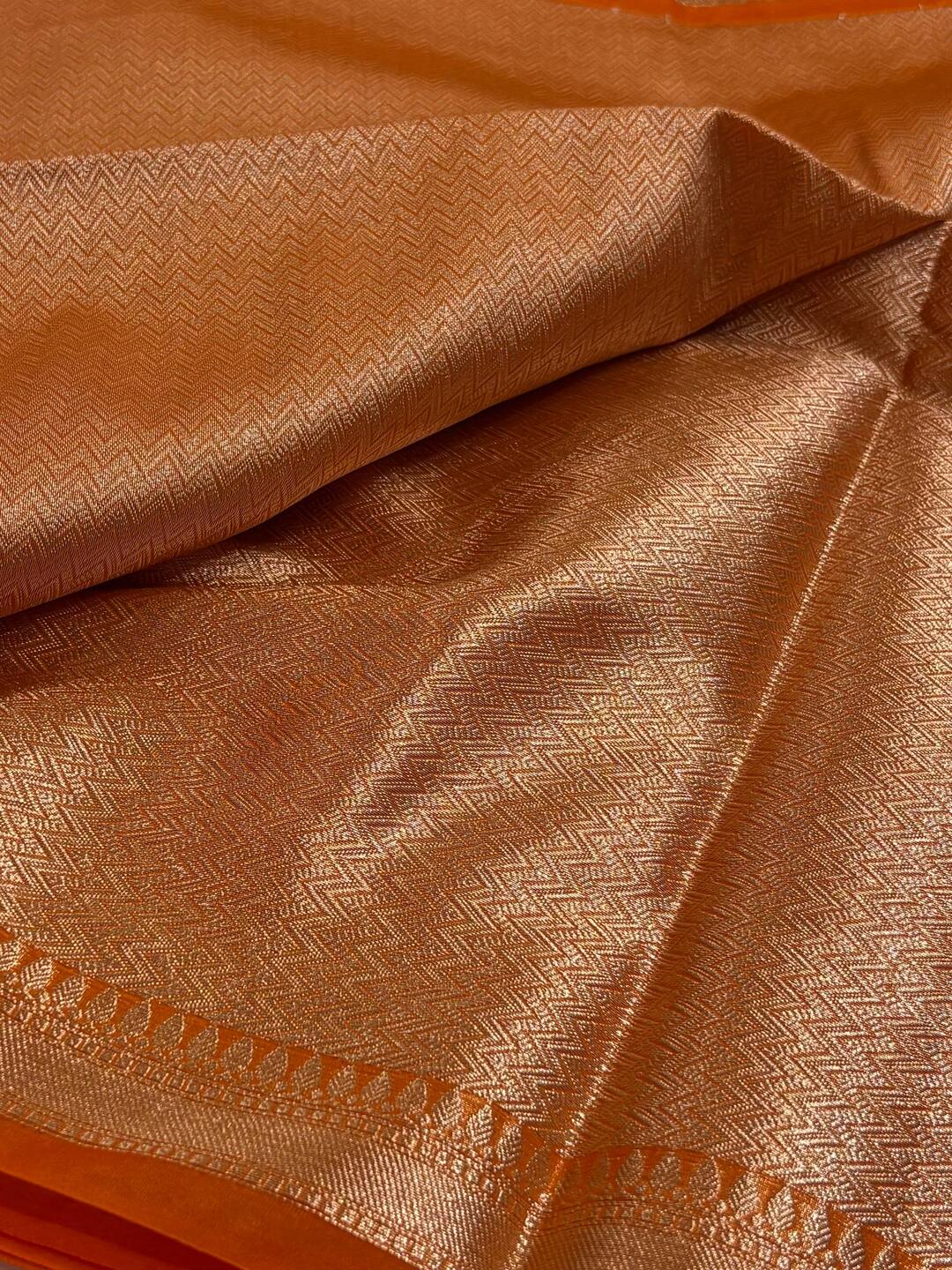 Burnt Orange Tissue Cotton Saree