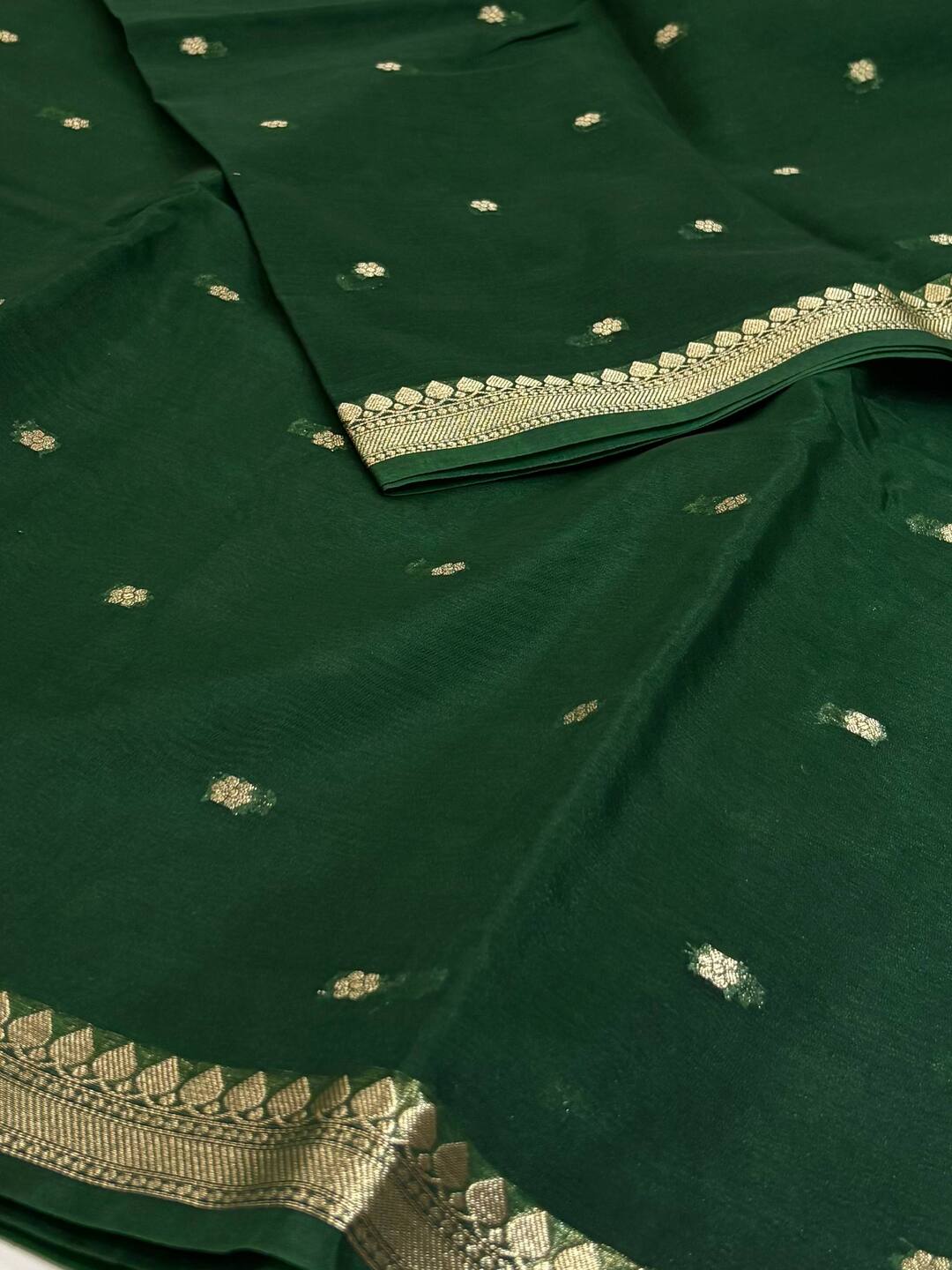 Emerald Green Tissue Cotton Saree