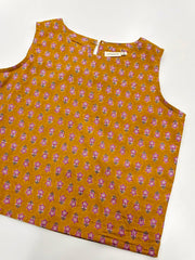 Mustard Yellow Handblock Cotton Crop Top