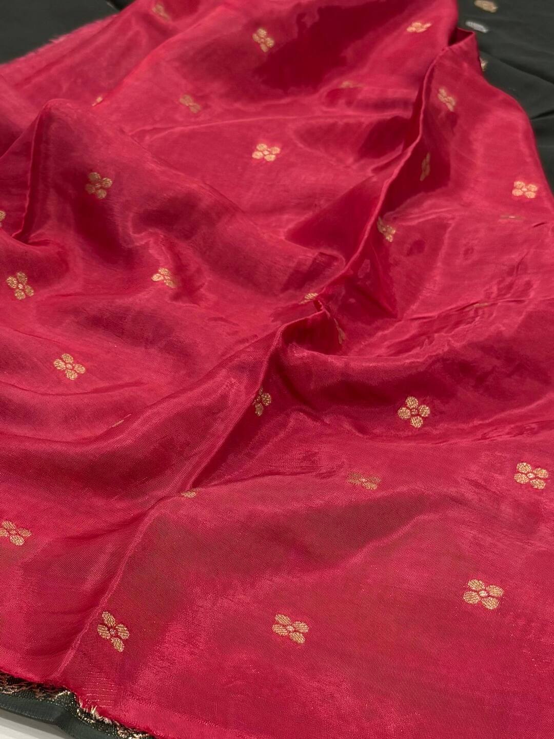 Olive Green Chiffon Silk Saree