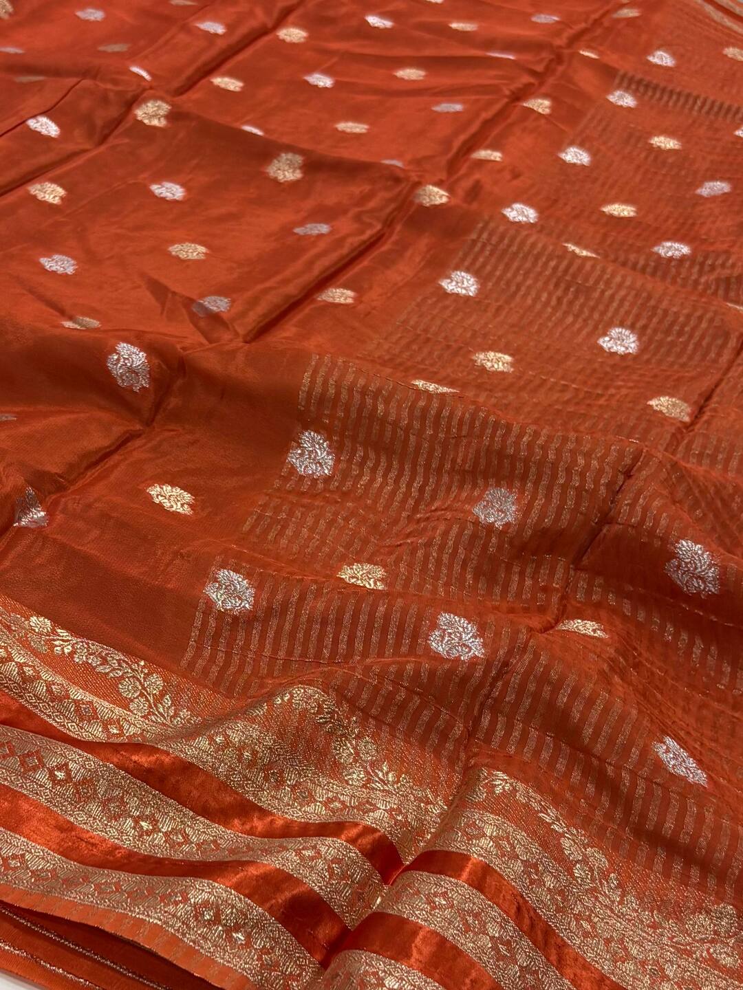 Orange Chiffon Silk Saree