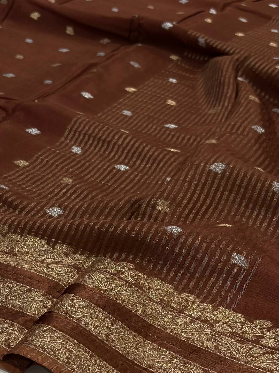 Brown Chiffon Silk Saree