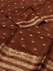 Brown Chiffon Silk Saree