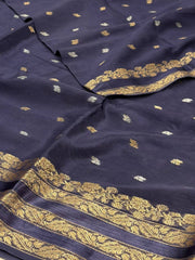 Navy Blue Chiffon Silk Saree