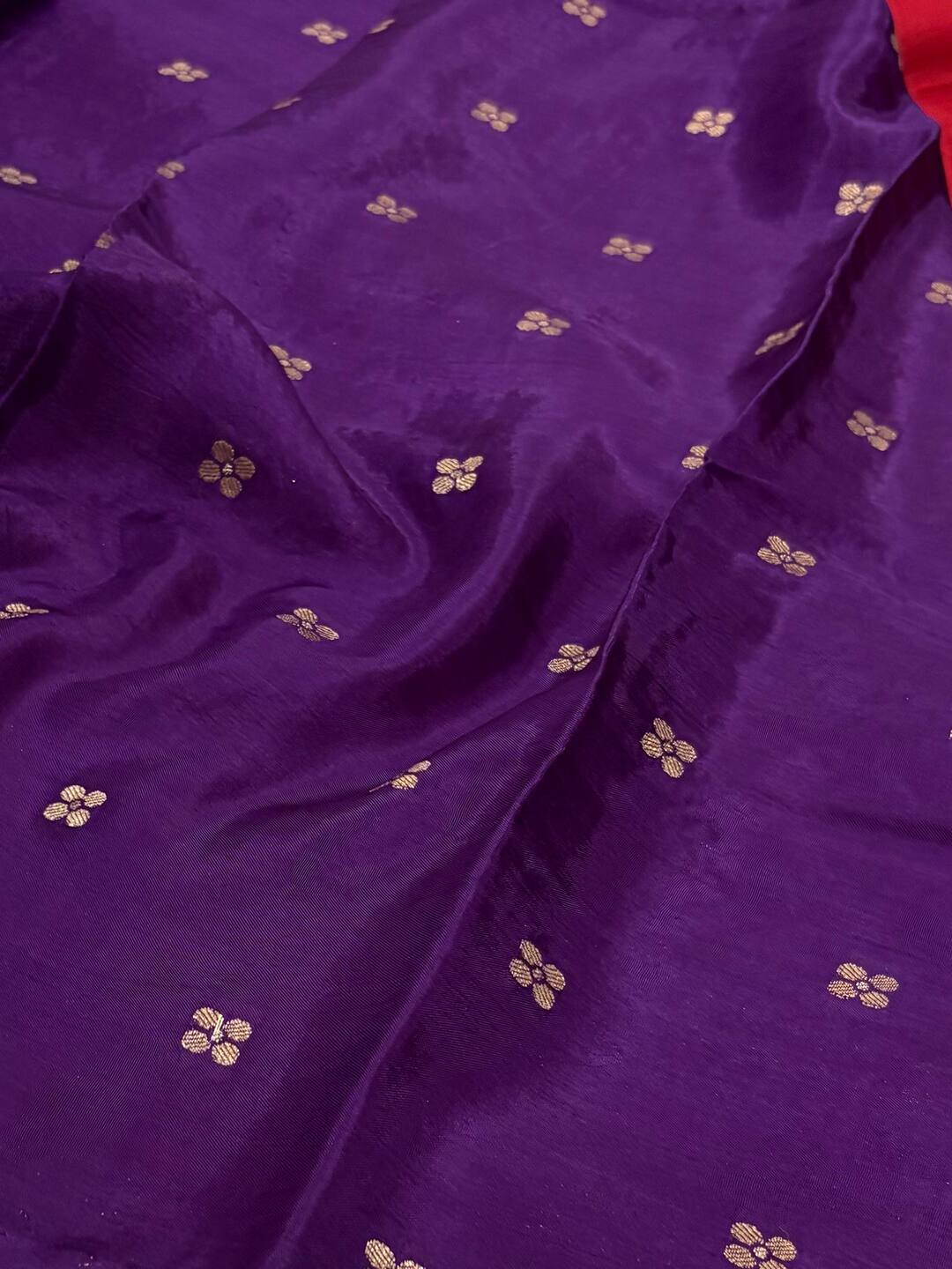 Cherry Red Chiffon Silk Saree