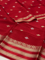 Cherry Red Chiffon Silk Saree