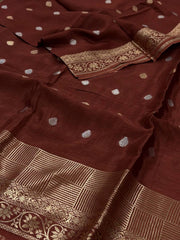 Brown Chiffon Silk Saree