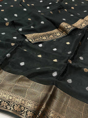 Black Chiffon Silk Saree