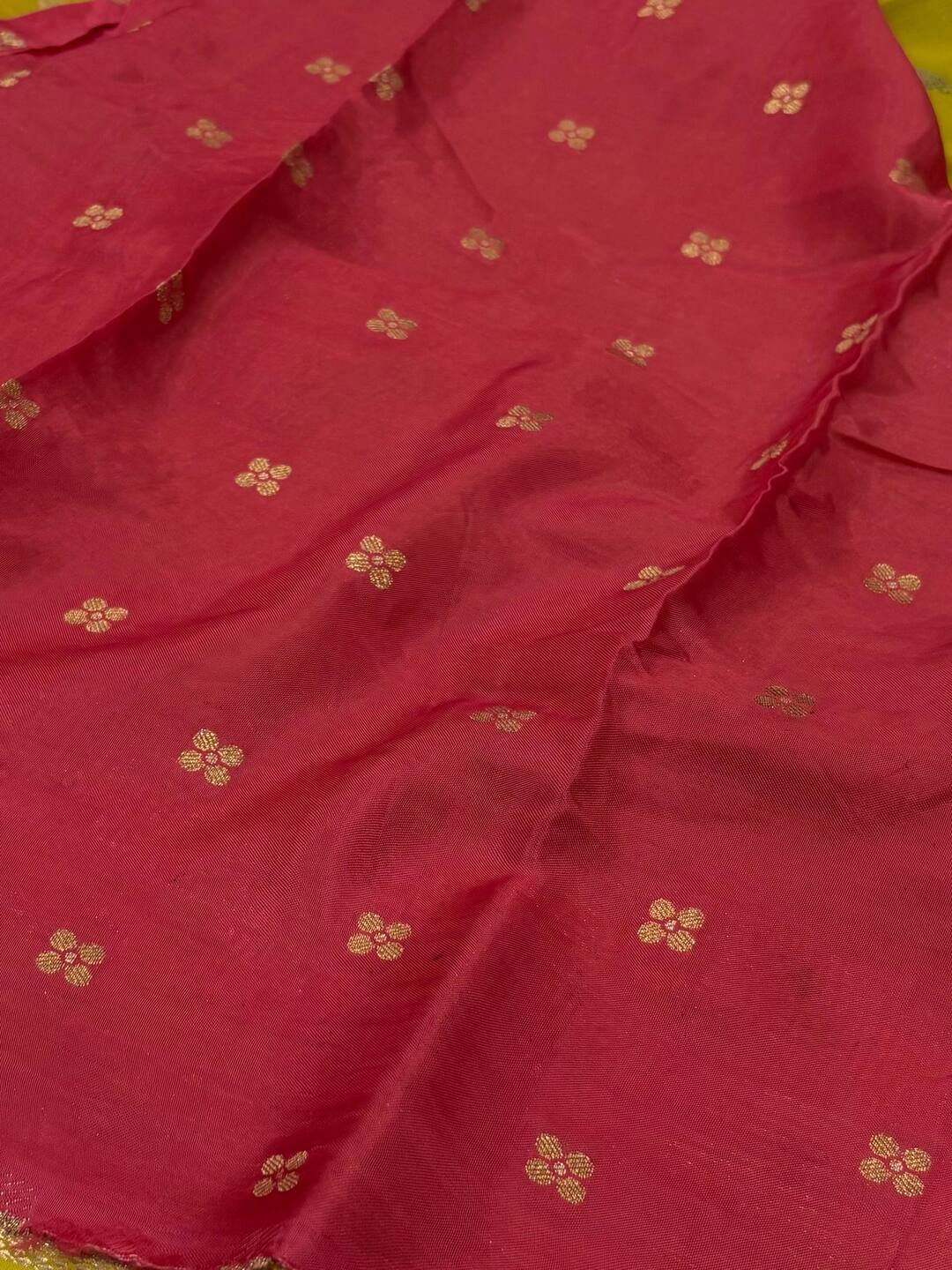 Lime Yellow Chiffon Silk Saree