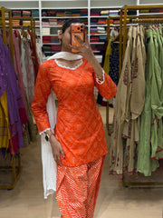 Orange Cotton Farshi 3pcs Suit