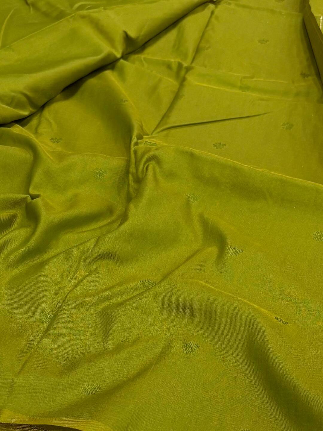 Olive Green Cotton Silk Saree