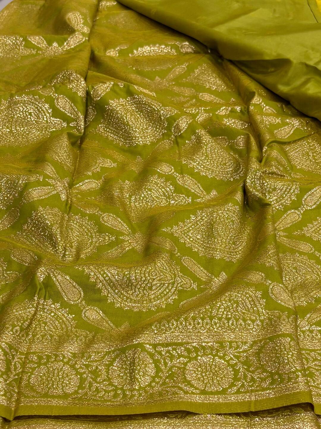 Olive Green Cotton Silk Saree